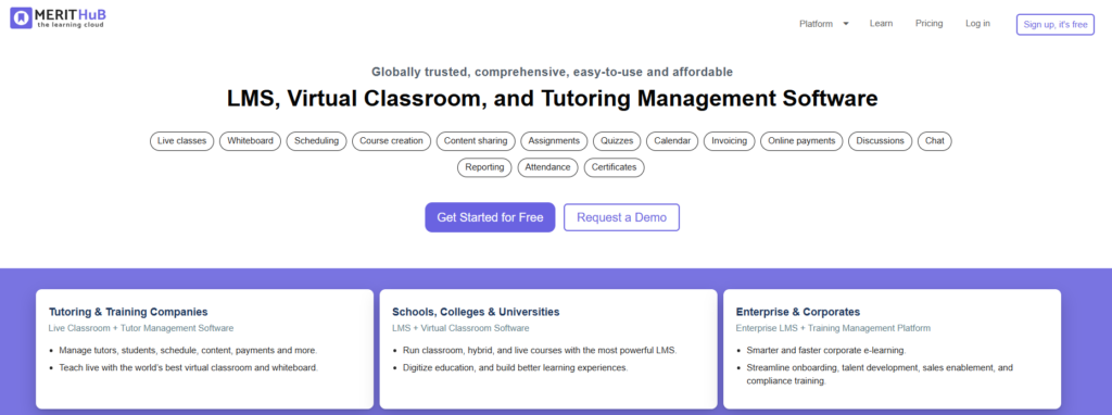 MeritHub homepage